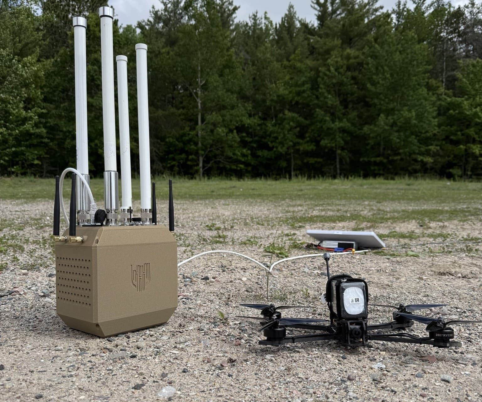 Guardian RF passive RF drone detection sensor deployed alongside a UAS at the Chippewa County Drone Project